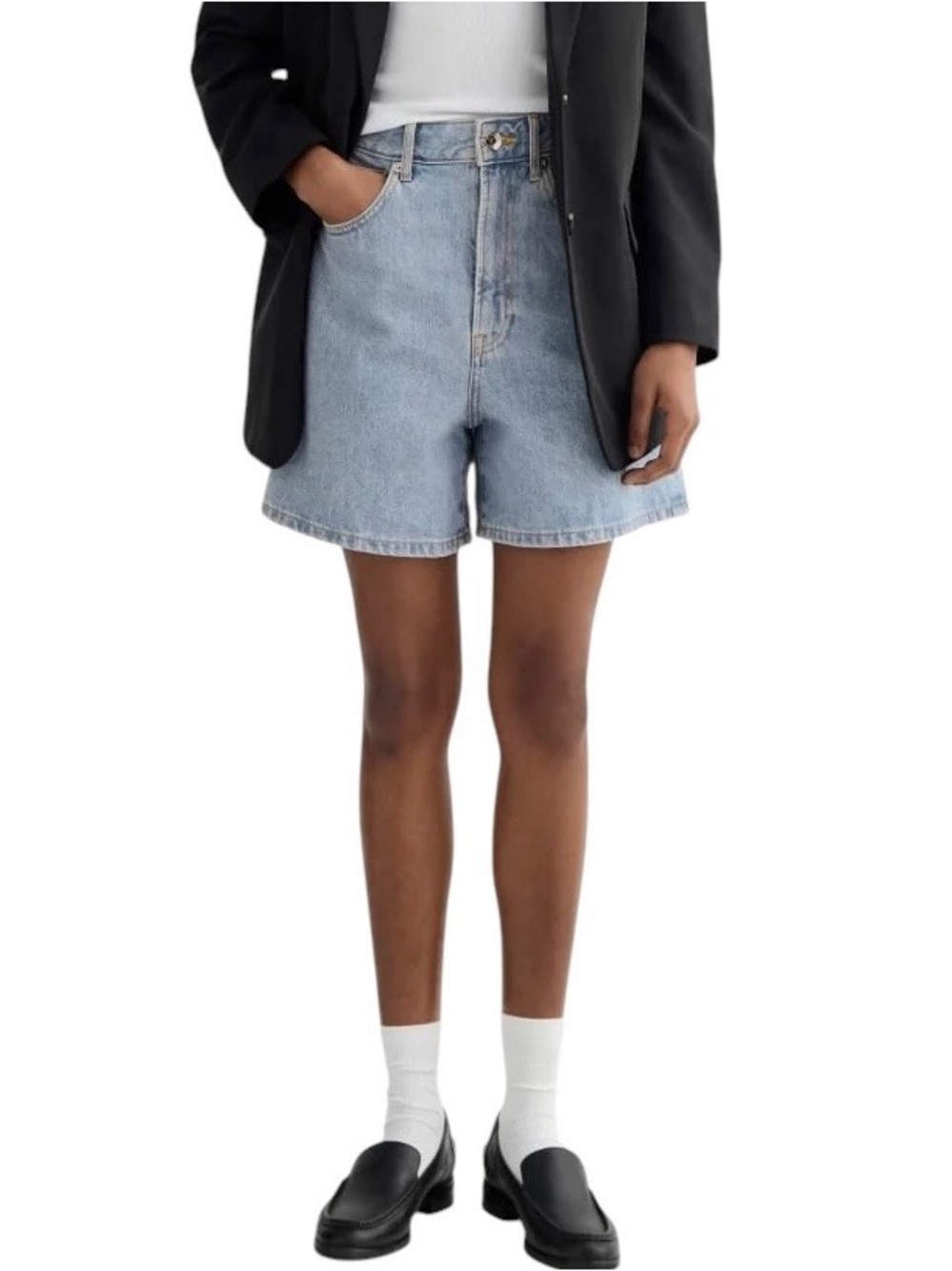EUC Everlane  High-Rise A-Line Light Blue Denim Shorts 31